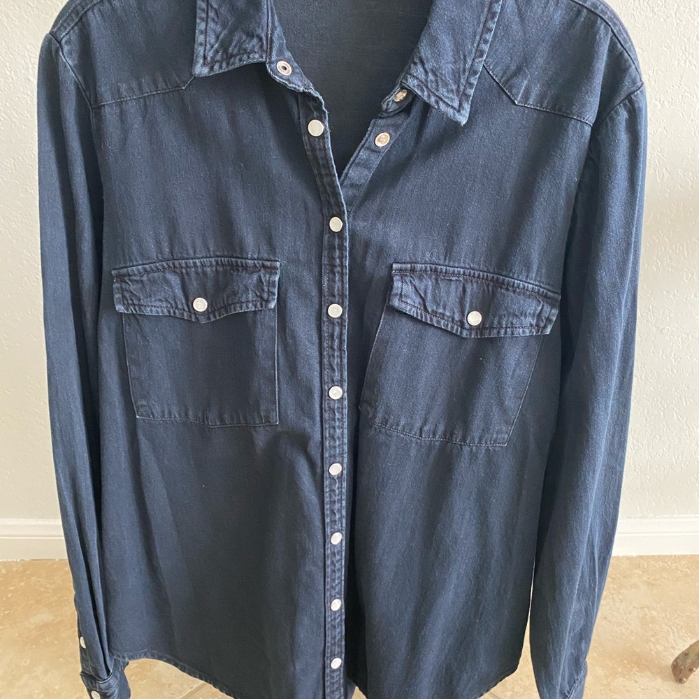Pilcro Pearl Snap Buttondown black